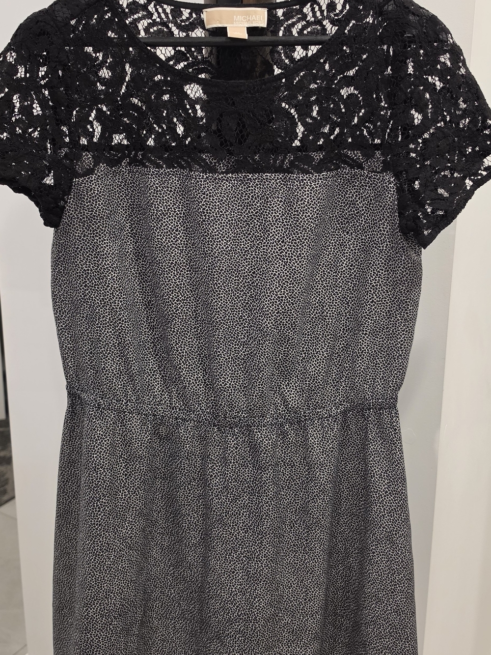 Michael Kors Black Lace Yoke Printed Dress